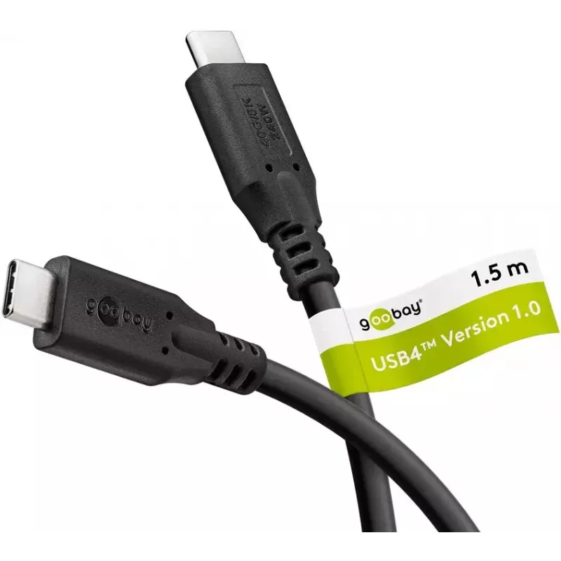 USB kabelis Goobay 74184 USB4 Gen 2x2 1,5 m USB C Melns