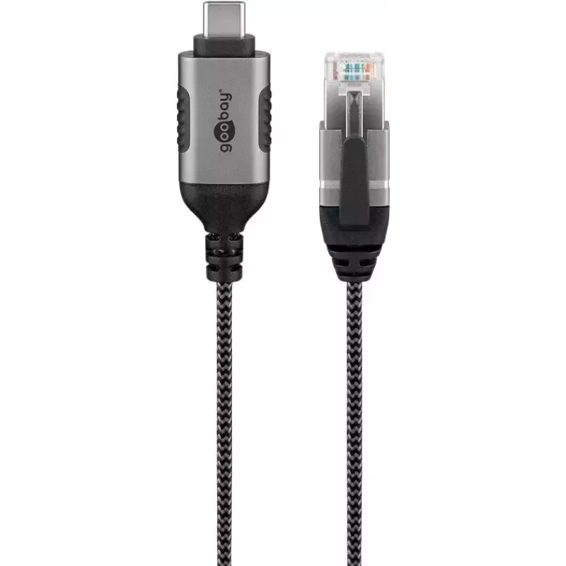 Kabeļa savienotāja pārveidotājs Goobay 74408 USB 3.1 type A RJ45 15 m Melns Sudrabains