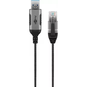 Goobay 74394 USB 3.0 Type A to RJ45 kabelis 1.5m melns sudrabains