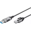 Goobay 74398 Kabeļa savienotāja adapteris USB 3.0 Type A RJ45 7,5 m Melns Sudraba
