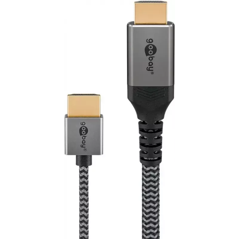 Goobay HDMI kabelis 1 m A tipa vīrišķais uz vīrišķo 18 Gbit/s pelēks