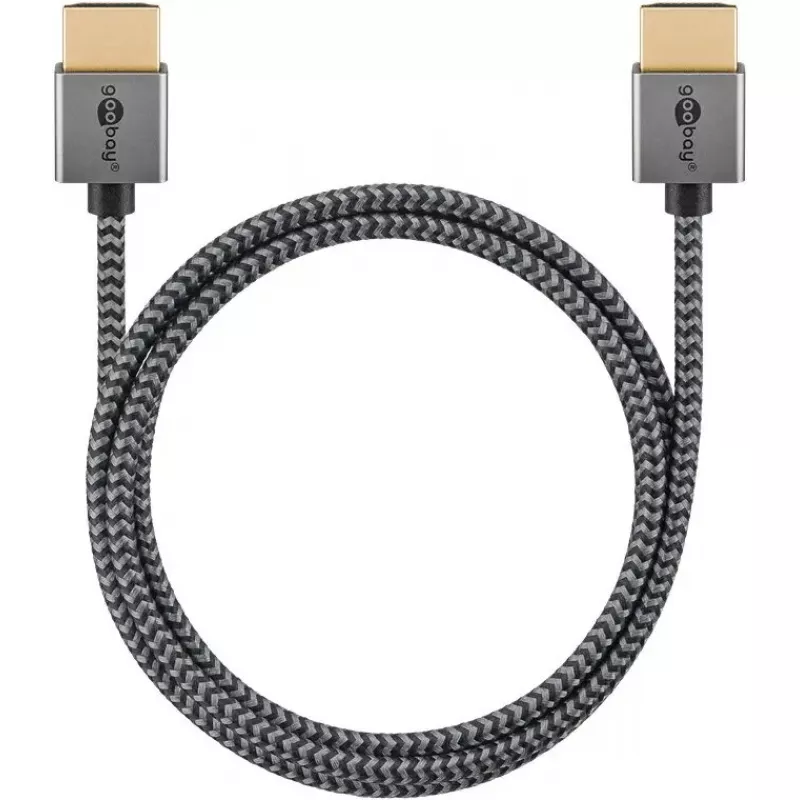 Goobay HDMI kabelis 1 m A tipa vīrišķais uz vīrišķo 18 Gbit/s pelēks