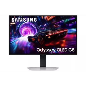 Samsung G81SF datora monitors 68,6 cm (27 colli) 3840 x 2160 4K Ultra HD OLED Sudrabs