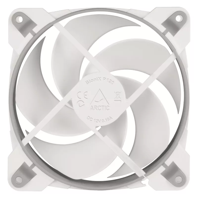 ARCTIC BioniX P120 (Pelēks/Balts) – Spiediena optimizēts 120 mm spēļu ventilators ar PWM PST
