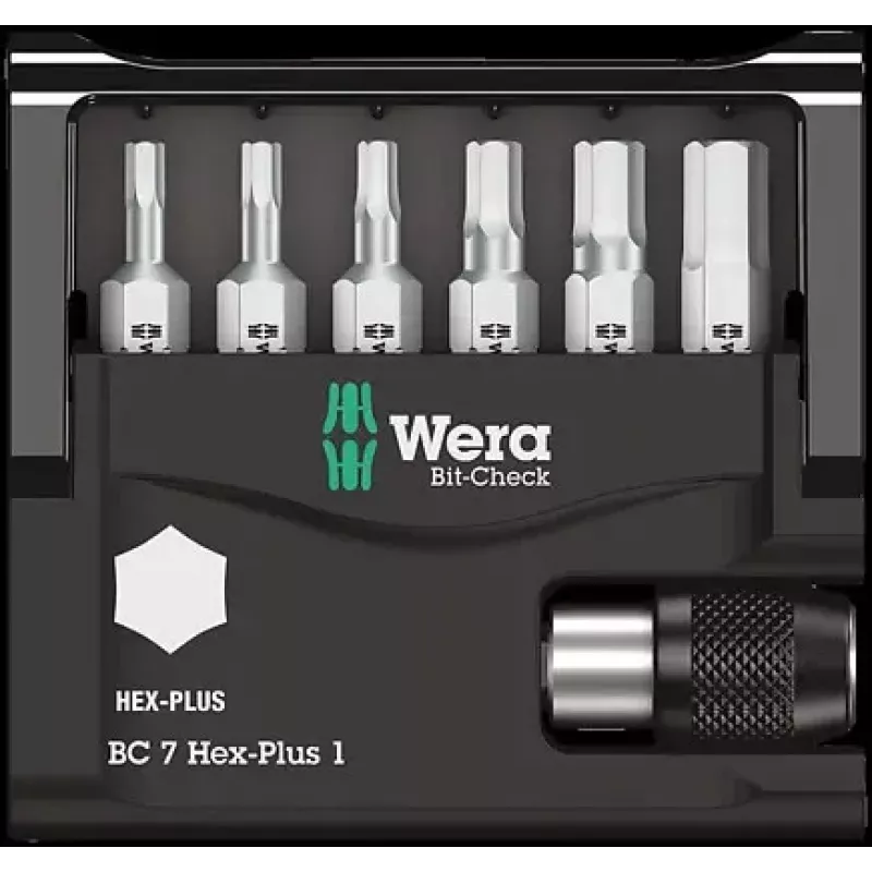 Wera Bit-Check 7 Hex-Plus 1 skrūvgriežu uzgaļu komplekts, 7 gab., H2-H6