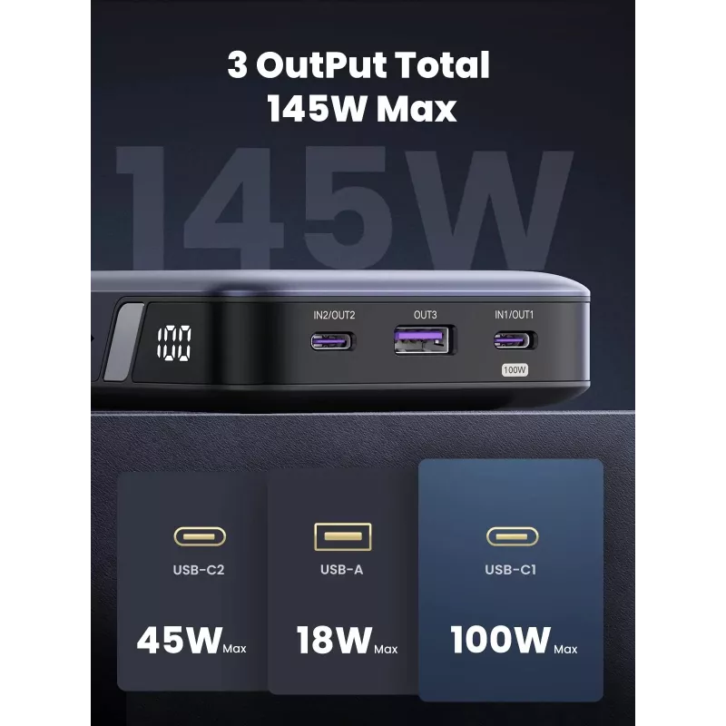 Pārnēsājams ārējais akumulators Ugreen 90597A 25000 mAh