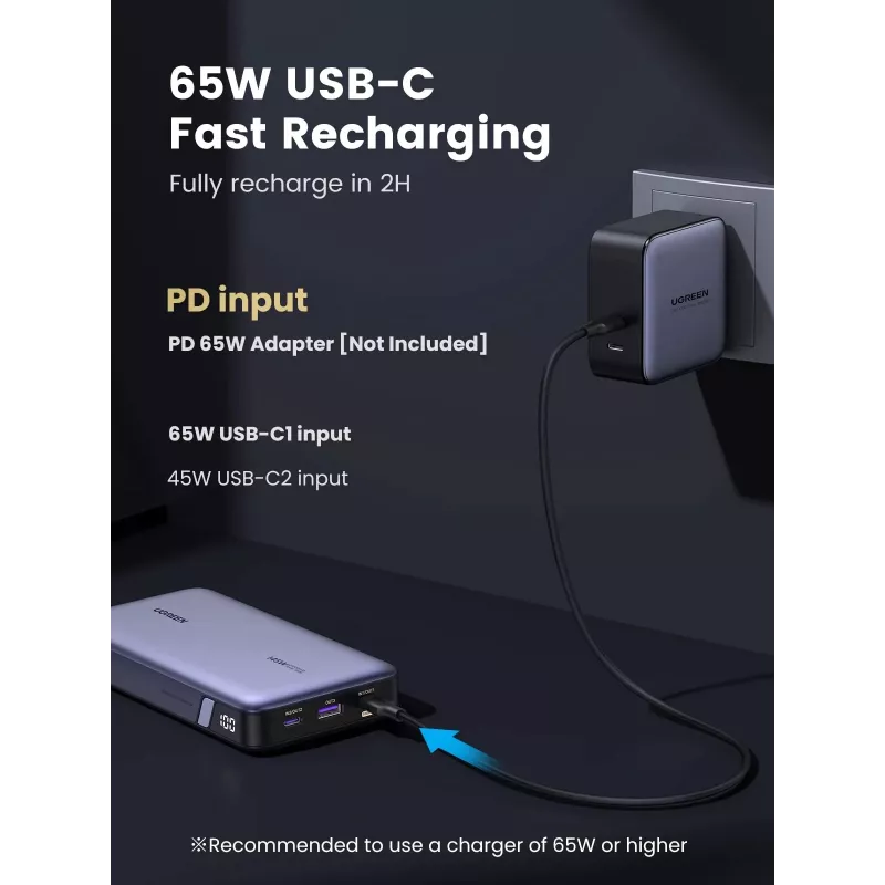 Pārnēsājams ārējais akumulators Ugreen 90597A 25000 mAh