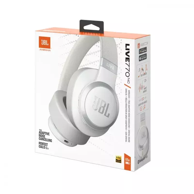 JBL Live 770NC Bezvadu austiņas, galvas saite, zvaniem/mūzikai, Bluetooth, balts