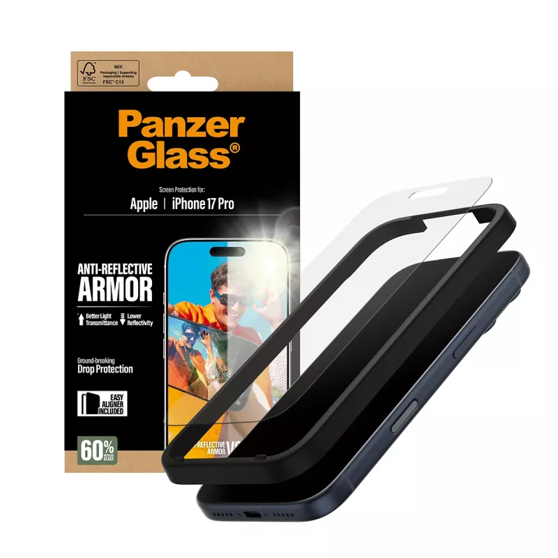 PanzerGlass Anti-Reflective Armor ekrāna aizsargs iPhone 17 Pro pret skrāpējumiem un triecieniem