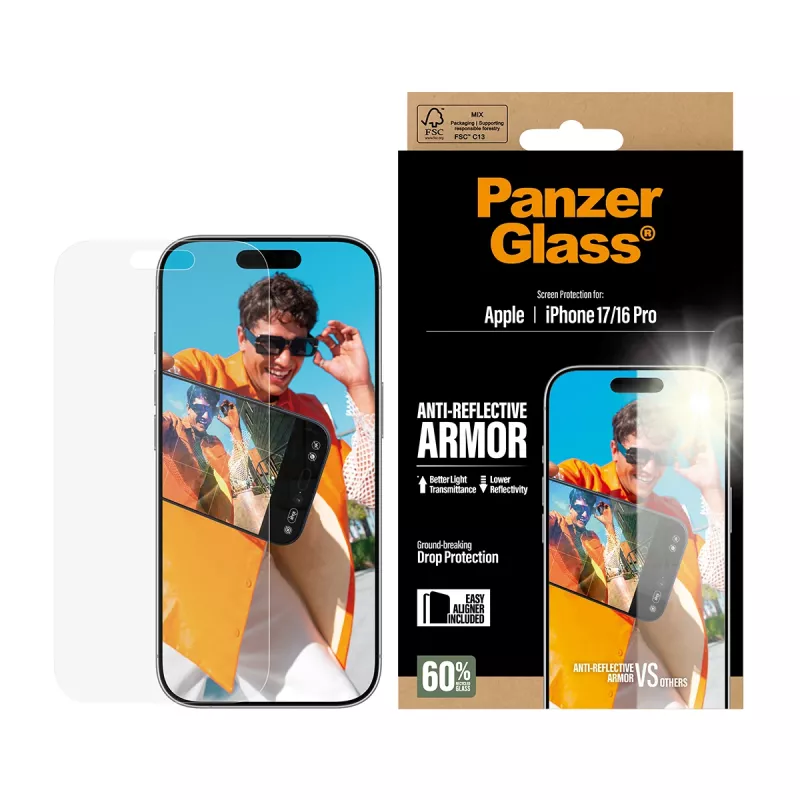 PanzerGlass Anti-Reflective Armor ekrāna aizsargs iPhone 17 iPhone 16 Pro Scratch Shock Resistant