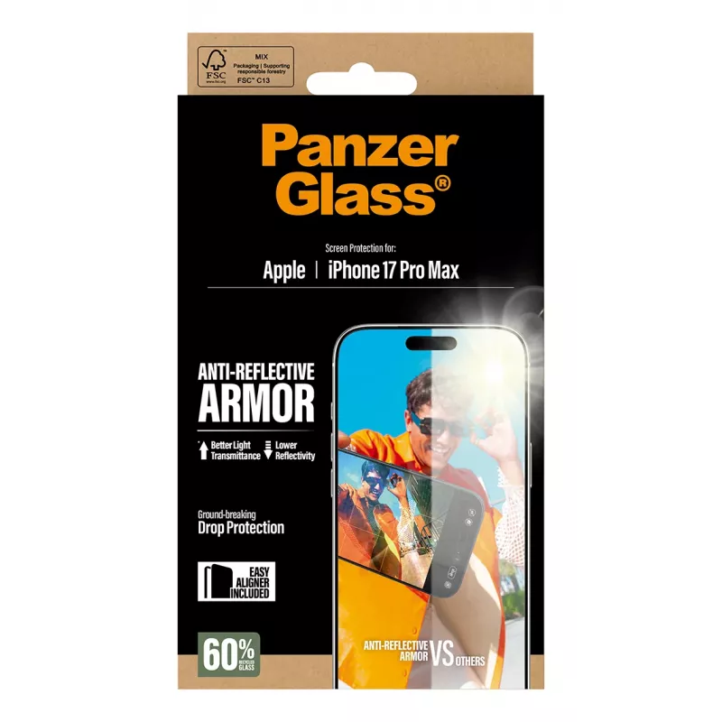 PanzerGlass Pretatspīduma Armor Ekrāna Aizsargs iPhone 17 Pro Max Pret skrāpējumiem Triecienizturīgs