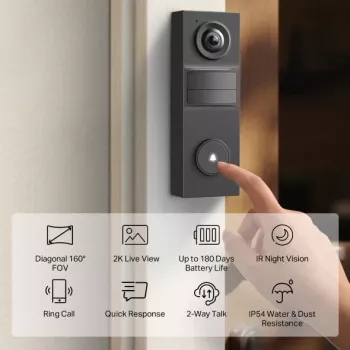 TP-Link Tapo D205 video intercom sistēma 3 MP Melna