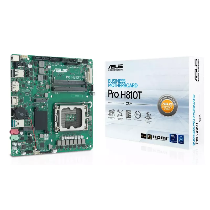 Mātesplate ASUS Pro H810T-CSM Intel H810 LGA 1851 mini ITX DDR5 128GB
