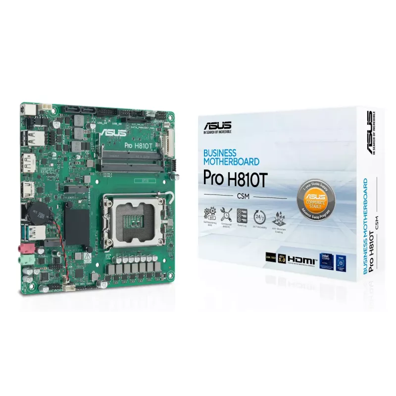 Mātesplate ASUS Pro H810T-CSM Intel H810 LGA 1851 mini ITX DDR5 128GB