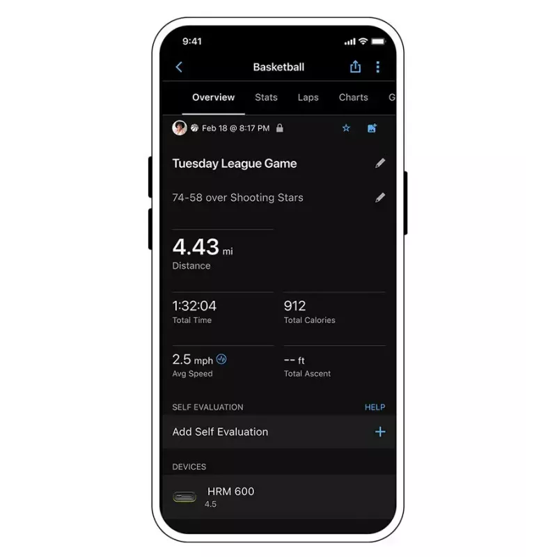 Sirdsdarbības monitors GARMIN HRM 600 krūšu siksna Bluetooth/ANT+ melns — regulējama 72–106 mm, ūdensizturīgs