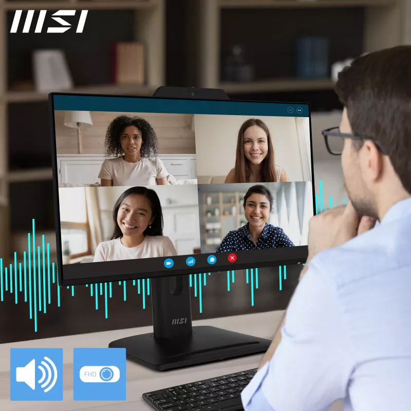 Monitors MSI Pro MP242PMGDE 23,8 collas (60,5 cm) Full HD IPS 1920×1080, 4 ms, 300 cd/m², USB centrmezgls, VESA, skaļruņi, melns