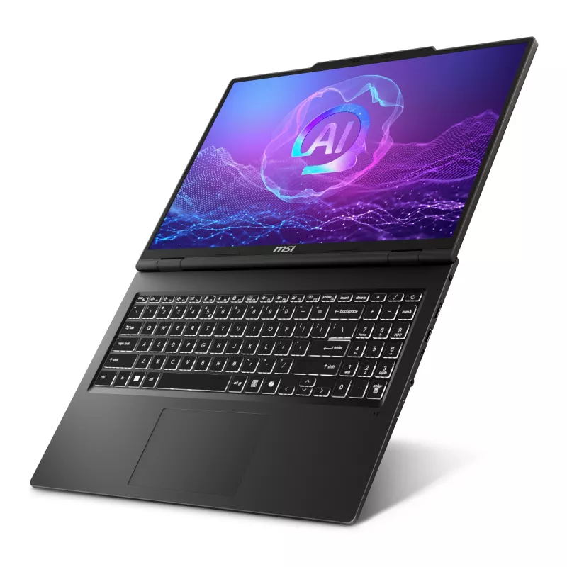 Portatīvais dators MSI VenturePro A16 AI+ A3HWEG-003DE — AMD Ryzen AI 7 350, 16 collu 2K (2048×1280), 16 GB DDR5, 1 TB SSD, NVIDIA GeForce RTX 5050, Windows 11 Home, Pelēks