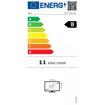 Monitors Acer Vero B7 B277Gbemiqpruzx — 27 collas (68,6 cm), 1920×1080 Full HD, IPS, 4 ms, 120 Hz, USB-C, USB centrmezgls, skaļruņi, VESA, melns