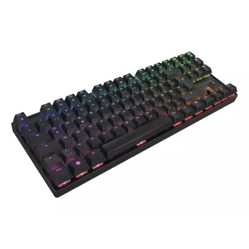Mehāniskā spēļu tastatūra CHERRY XTRFY Cherry MX 8.2 TKL Wireless — bez ciparu bloka, QWERTZ, USB + RF + Bluetooth, RGB, melna