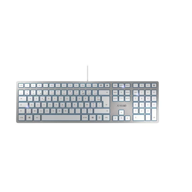 CHERRY KC 6000 plāns tastatūra Universāla USB AZERTY Beļģu Sudraba, Balta