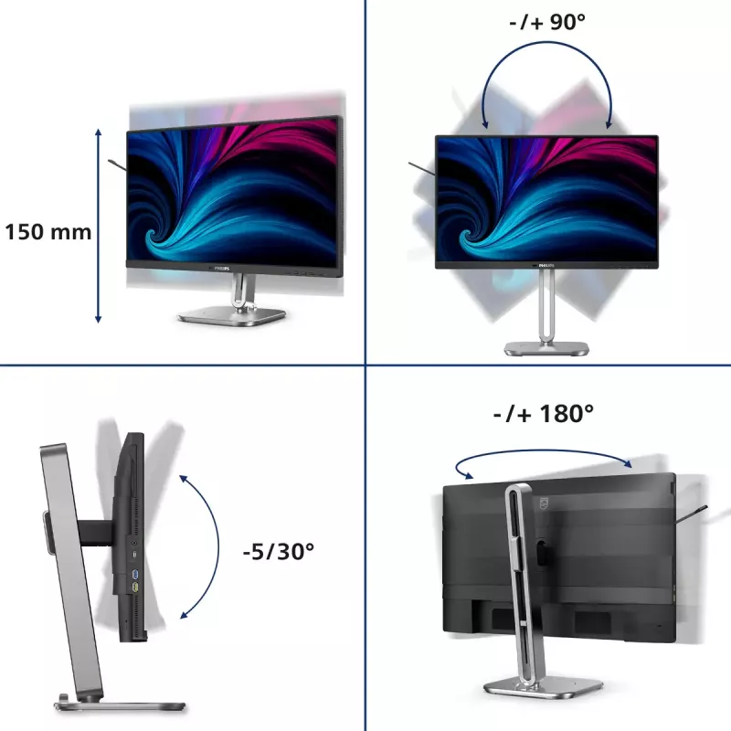 Philips 4000 sērijas 24B2U4301/00 datora monitors 60,5 cm (23,8 collas) 1920 x 1080 pikseļi Full HD LCD pelēks