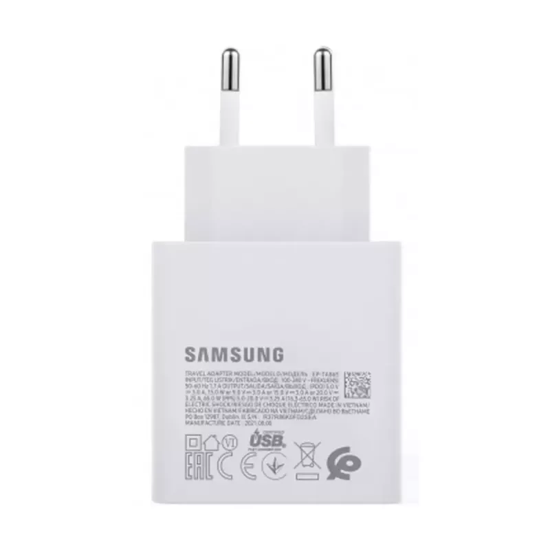 Lādētājs Samsung 65W PD USB-C TA865W balts — 65 W PD USB-C ātrais lādētājs
