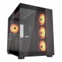 COUGAR PC Midi Tower Case FV150 ARGB — Melns, ATX/MicroATX/Mini-ITX, 3x120 mm priekšā + 1x120 mm aizmugurē, 2x3,5 collu & 2x2,5 collu nodalījumi