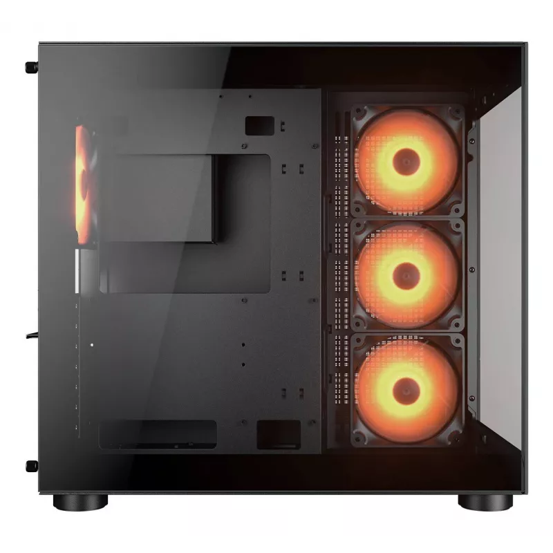 COUGAR PC Midi Tower Case FV150 ARGB — Melns, ATX/MicroATX/Mini-ITX, 3x120 mm priekšā + 1x120 mm aizmugurē, 2x3,5 collu & 2x2,5 collu nodalījumi