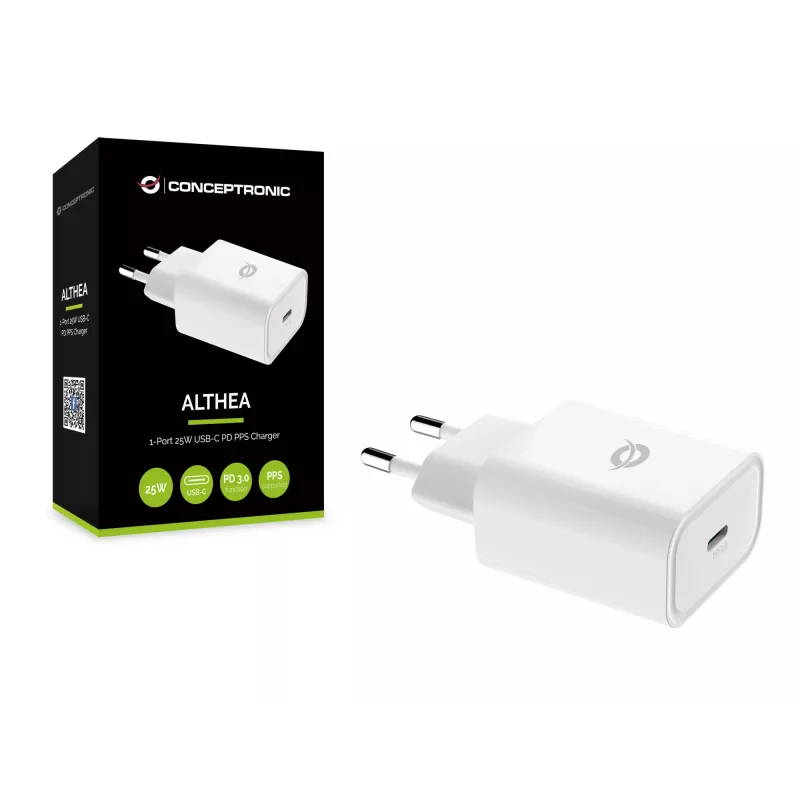 Lādētājs iekštelpām Conceptronic ALTHEA 1 pieslēgvieta 25W USB-C PD PPS