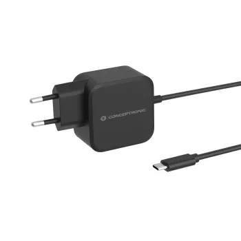 Conceptronic OZUL04BE 67W GaN USB PD lādētājs, iebūvēts USB-C kabelis