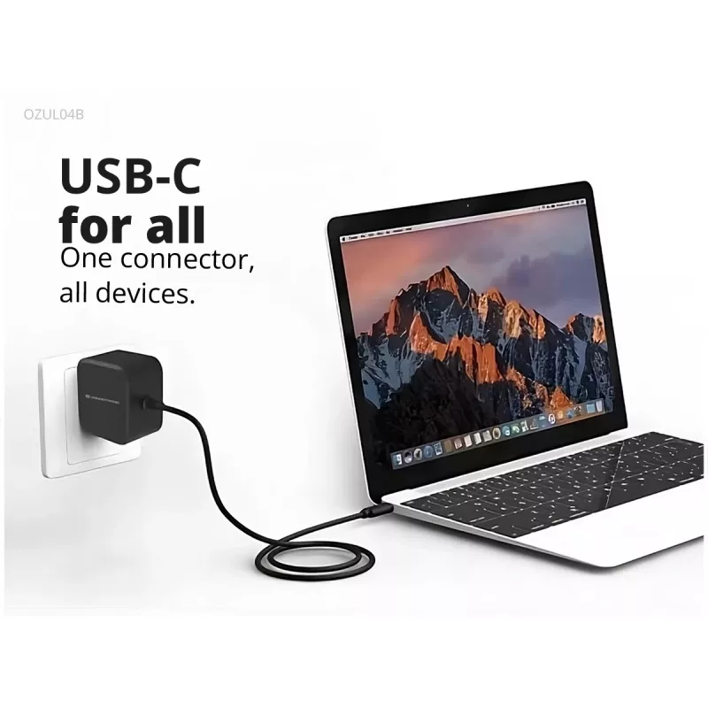 Conceptronic OZUL04BE 67W GaN USB PD lādētājs, iebūvēts USB-C kabelis
