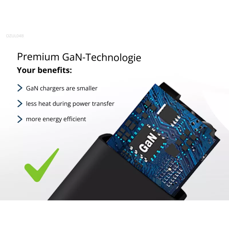 Conceptronic OZUL04BE 67W GaN USB PD lādētājs, iebūvēts USB-C kabelis