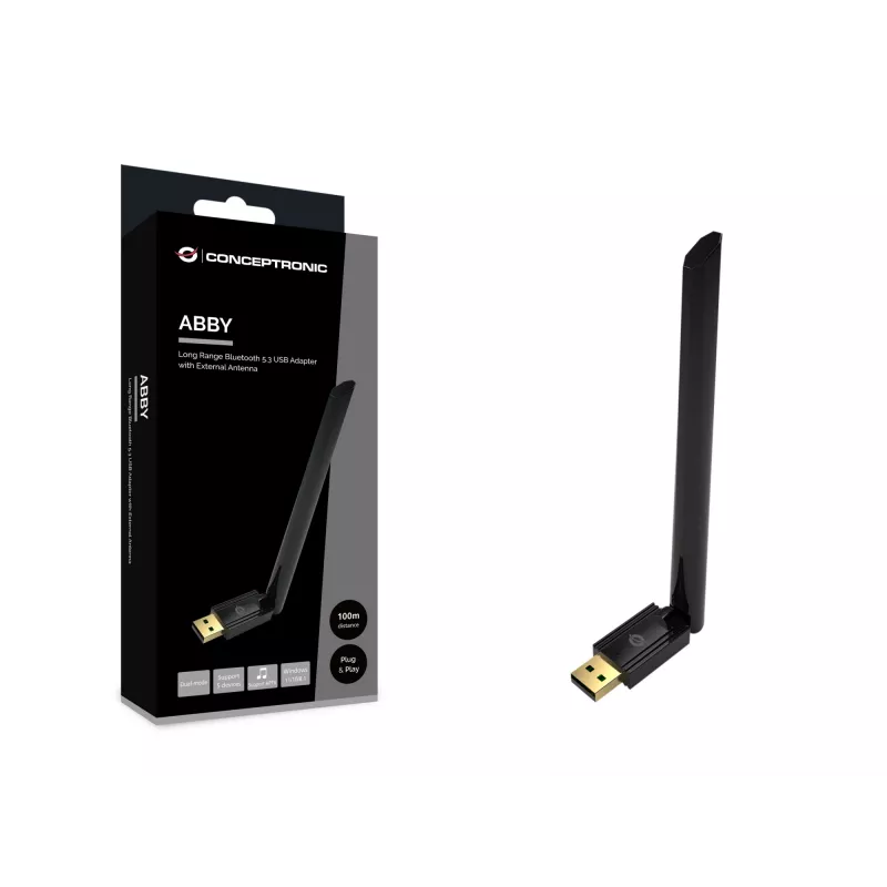 Conceptronic ABBY17B liela darbības rādiusa Bluetooth 5.3 USB adapteris, ārējā antena
