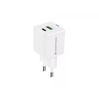 Conceptronic 2-Port 20W GaN USB PD lādētājs, USB-C x 1, USB-A x 1, QC 3.0, PPS