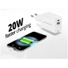 Conceptronic 2-Port 20W GaN USB PD lādētājs, USB-C x 1, USB-A x 1, QC 3.0, PPS