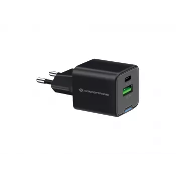 Conceptronic 2 Portu 20W GaN USB PD lādētājs, USB-C x 1, USB-A x 1, QC 3.0, PPS