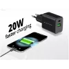 Conceptronic 2 Portu 20W GaN USB PD lādētājs, USB-C x 1, USB-A x 1, QC 3.0, PPS