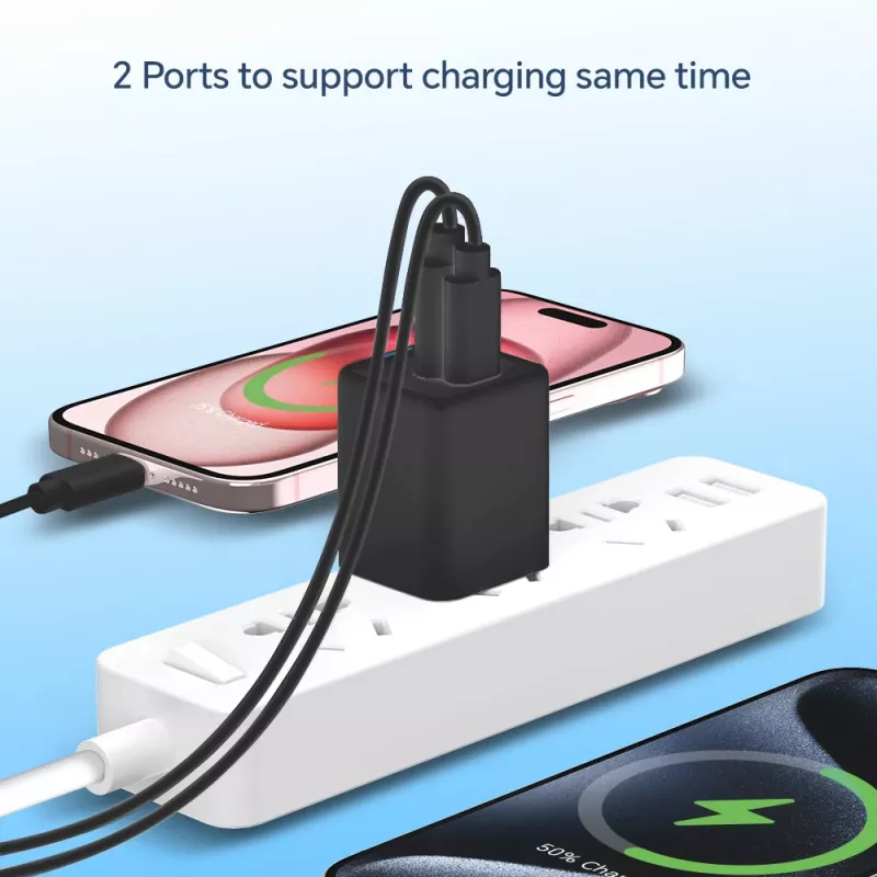 Conceptronic 2 Portu 20W GaN USB PD lādētājs, USB-C x 1, USB-A x 1, QC 3.0, PPS