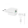 Conceptronic 2-portu 33W GaN USB PD lādētājs ar 3-in-1 uzlādes kabeli, USB-C 1, USB-A 1, QC 3.0, PPS