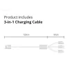 Conceptronic 2-portu 33W GaN USB PD lādētājs ar 3-in-1 uzlādes kabeli, USB-C 1, USB-A 1, QC 3.0, PPS
