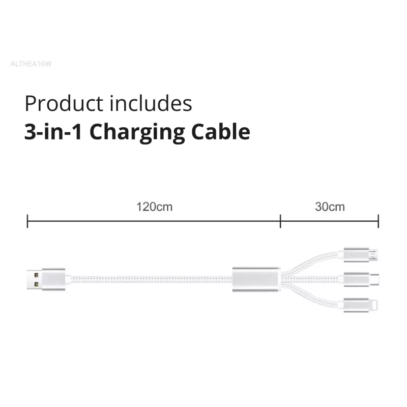 Conceptronic 2-portu 33W GaN USB PD lādētājs ar 3-in-1 uzlādes kabeli, USB-C 1, USB-A 1, QC 3.0, PPS