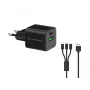 Conceptronic 2-Portu 33W GaN USB PD lādētājs ar 3-in-1 uzlādes kabeli, USB-C x 1, USB-A x 1, QC 3.0, PPS