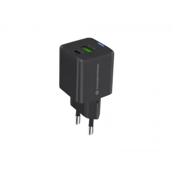 Conceptronic 2-Portu 33W GaN USB PD lādētājs ar 3-in-1 uzlādes kabeli, USB-C x 1, USB-A x 1, QC 3.0, PPS