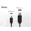 Conceptronic 2-Portu 33W GaN USB PD lādētājs ar 3-in-1 uzlādes kabeli, USB-C x 1, USB-A x 1, QC 3.0, PPS