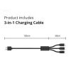 Conceptronic 2-Portu 33W GaN USB PD lādētājs ar 3-in-1 uzlādes kabeli, USB-C x 1, USB-A x 1, QC 3.0, PPS
