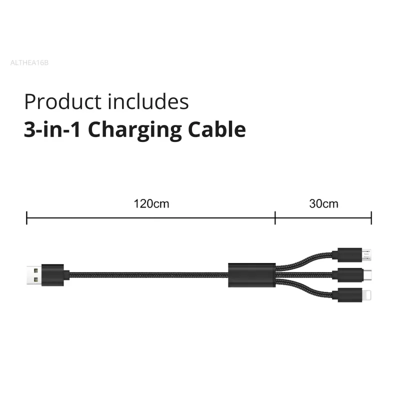 Conceptronic 2-Portu 33W GaN USB PD lādētājs ar 3-in-1 uzlādes kabeli, USB-C x 1, USB-A x 1, QC 3.0, PPS