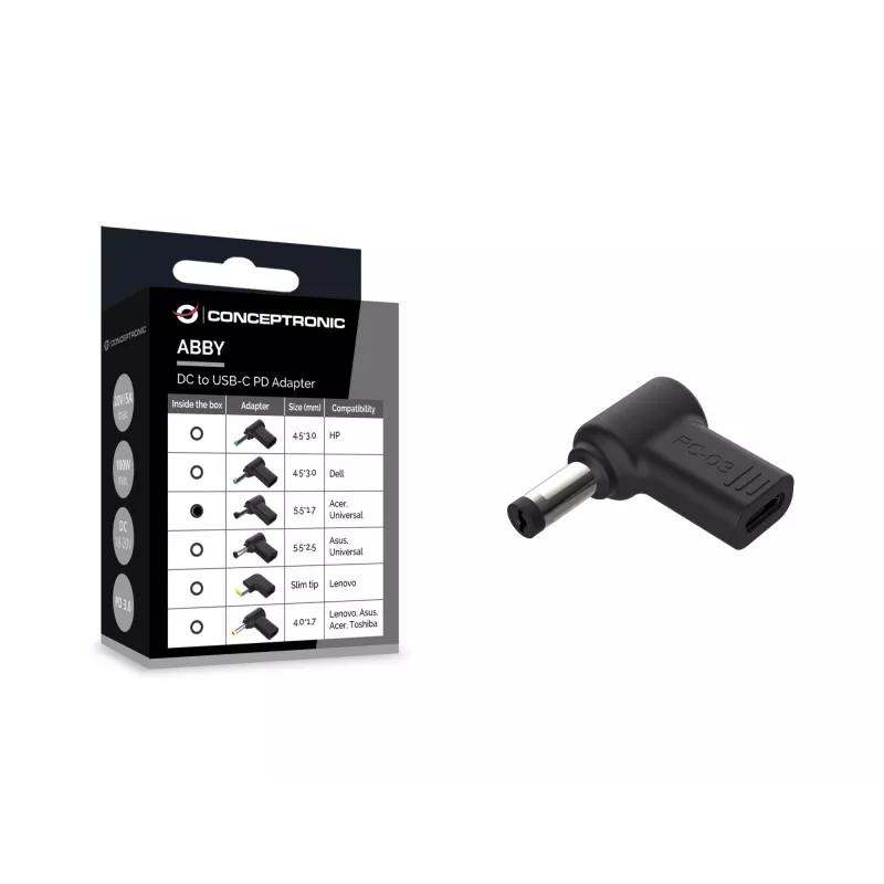 Conceptronic ABBY15PC03 DC uz USB-C adapteris, Acer/Universal 5.5x1.7mm, 18-20V