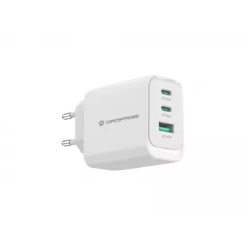 Conceptronic ALTHEA21W65 3-Port 65W GaN USB PD lādētājs, USB-C x 2, USB-A x 1, QC 3.0, PPS, PD 3.0