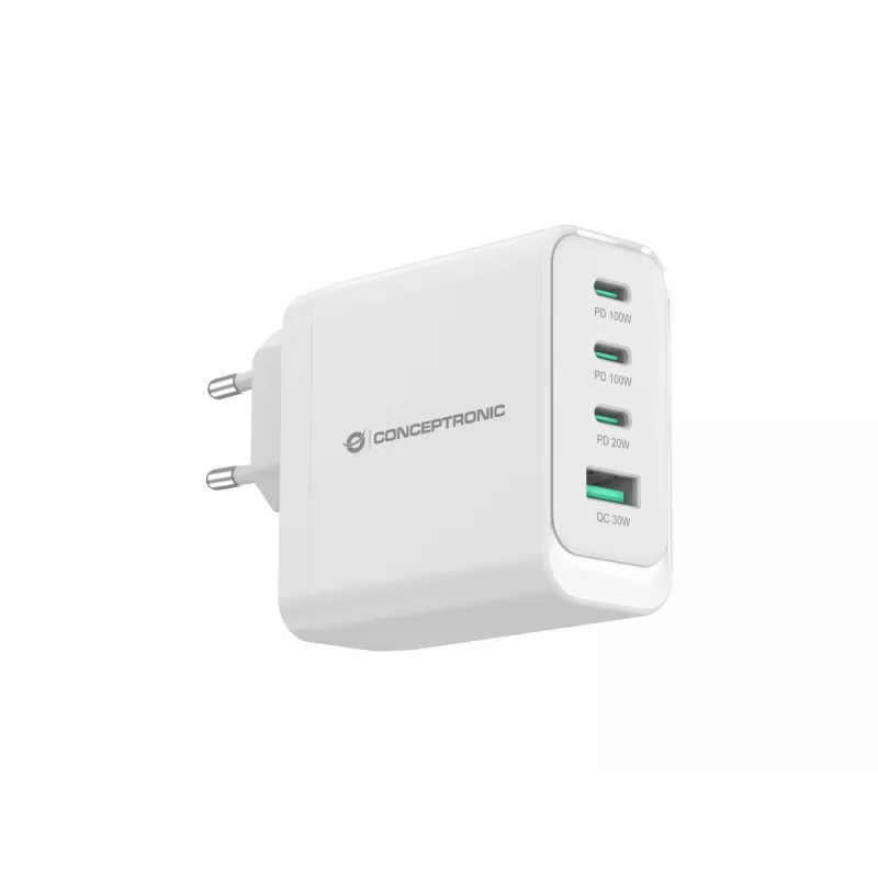 Conceptronic ALTHEA22W100 4-Port 100W GaN USB PD lādētājs, USB-C x 3, USB-A x 1, QC 3.0, PPS, PD 3.0