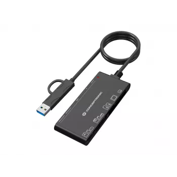 7-in-1 Card Reader CONCEPTRONIC BIAN10B — USB 3.2 Gen 1 Type-A/Type-C, CF/MMC/MS/SD/MicroSD/xD, Melns